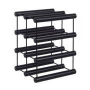 Bottle holder MORIZ black in steel with 8 bottles 21h cm