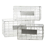 Rectangular white metal basket 1-3 cm40x28h20