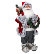 Fabric Santa Claus with gifts and gray-red garland 30x17,5h65 cm