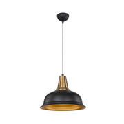 Rena ASZ1341 pendant lamp in black metal with gold interior