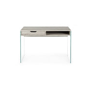 Armos design desk in natural wood 1 drawer and glass legs 110x55x 76h cm