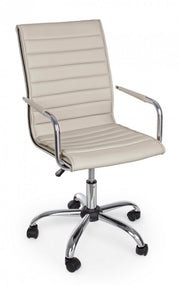 Dove gray office armchair with armrests in eco-leather