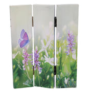 Flowers and Butterflies 3-Panel Printed Room Divider 120.6x2.5xH180.6cm