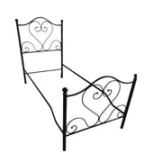 Single bed in wrought iron with footboard Black Gold PAPAVERO 90x201x h126 cm