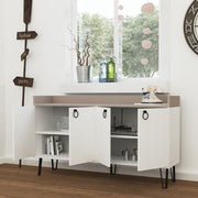 Dea 4-Door Sideboard in White and Light Mocha 140x36x80h