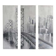 Painted painting set 3 pieces bridge cm40x120x3