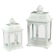Rectangular white metal lantern 1-2 cm24x16,3h43