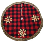 Fabric tree base cover with red tartan bows cm ø120