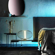 Led table lamp lampshade in glossy black steel 50x50xh. 29 cm