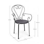 Garden chair with armrests in anthracite steel ETIENNE 49x49x h89 cm