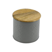 Metal jar with gray wooden cap cmø15h14
