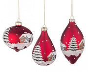 Set of 12 Red VT Village Pendants - 3 Assorted Sizes