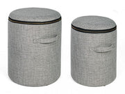 Set 2 Fabric pouf with container RADMILA Gray