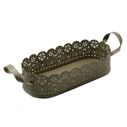 Oval dove gray metal tray cm39x14h6/6.5