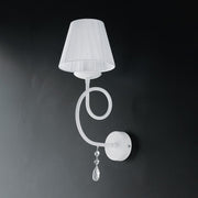 White iron applique one light shabby decoration and rhinestones White lampshade 19x h38 cm