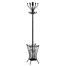 Black metal coat stand with umbrella stand