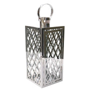 Square silver metal lantern 1-2 cm14x14h33