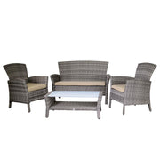 Amalia gray poly rattan lounge with cushions