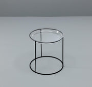 Coffee table with tempered glass top and black base 40x40 cm