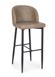4x Taupe bar stool in design style faux leather