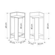 Set of 2 Elos Light Mocha Bedside Tables 25x25x60 cm