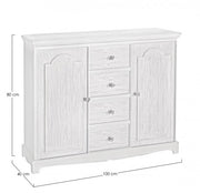 Sideboard in MDF two doors four drawers Bianca BLANC 100x40x h80 cm