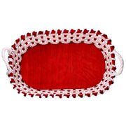 Oval red wicker basket cm45x35h12