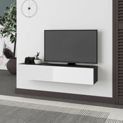Francy suspended TV cabinet in anthracite white with flap doors