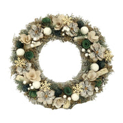 Crown with pine cones and white-green flowers cm ø45h8,5