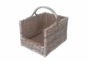 Cloe straight straight wood basket with jute lining cm50x38h33-47