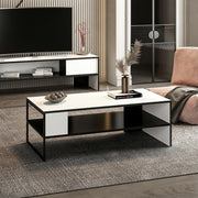 Concord black and white rectangular coffee table for living room