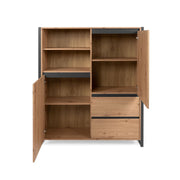 High sideboard drawers open compartment quecia antacite profiles cm 120 x 40 x 140 h