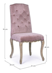 Classic pink velvet wooden chair Diva 51 x 53 x 99 cm