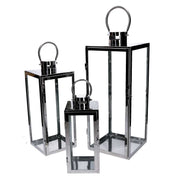 Square silver metal lantern 1-3 cm21x20,3h52,5