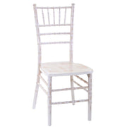 Bleached chiavari wooden chair with ivory cushion 40x40h43 - 92 cm