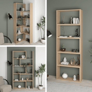 Wish extendable oak corner bookcase 200h