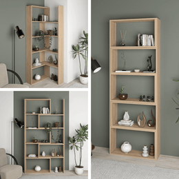 Wish extendable corner bookcase in oak 200h