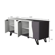 Mobile sideboard 4 doors white gray 160x45xh.77 cm