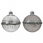 Christmas ball in transparent glitter glass assorted 8 cm pcs 1