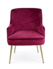 Clelia modern burgundy velvet armchair