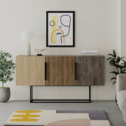 Tontini sideboard 3 doors in walnut oak and dark coffee color 150 cm