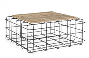 Industrial style coffee table in wood and steel 80x80