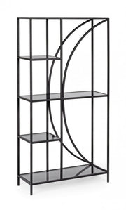 Korvet 4-storey black metal bookcase
