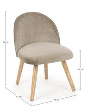 Adeline modern armchair in wood covered with dove gray velvet effect