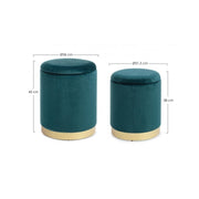 Set of 2 Poufs in velvet with container Blue POLINA