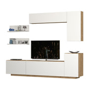 3 flap storage wall with white oak wall units 200x35xh.40 - 60 cm