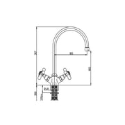 Paini mixer tap for kitchen sink chrome finish h.30.7x18.5 cm