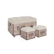 Set of 3 beige MDF poufs TAVEL PARIS