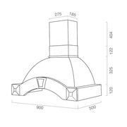 GAIA white rustic kitchen hood with wooden frame in tobacco color inlay 90 cm