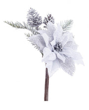 12x Silver Clare Poinsettia Pick